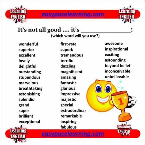 Words That Are Similar To The Word GOOD English Learn Site