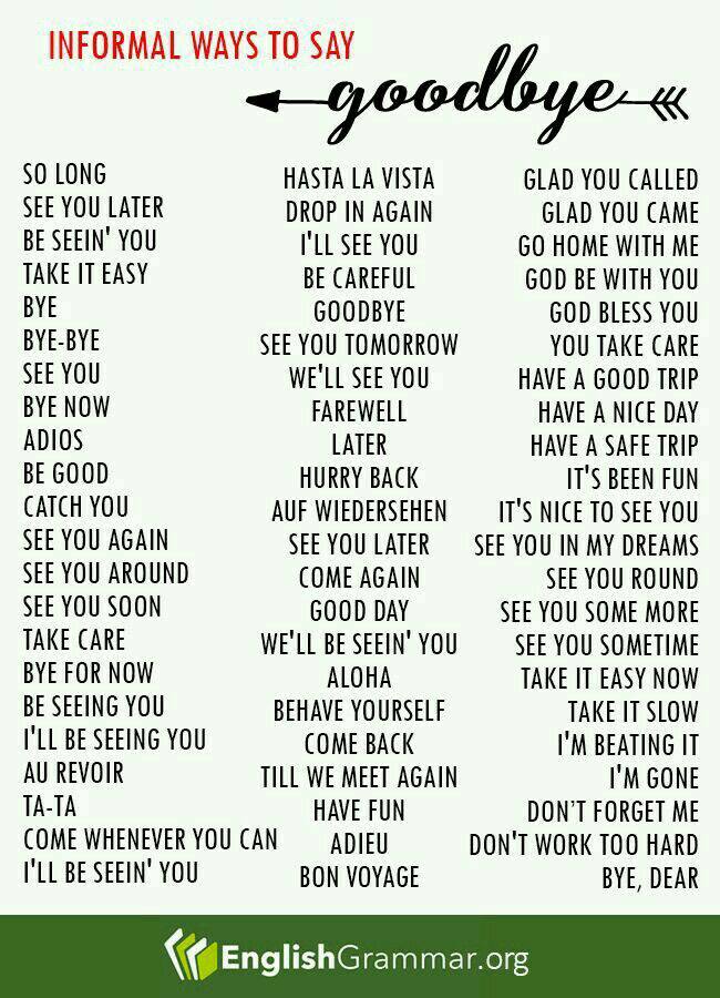 Informal Ways To Say GOODBYE English Learn Site