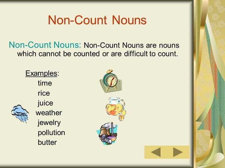 Non Count Nouns And Count Nouns English Learn Site