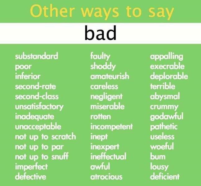 Other Ways To Say BAD English Learn Site