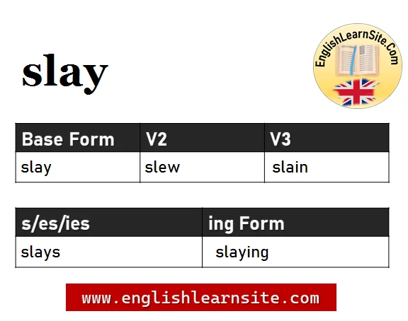 Slay Past Simple, Simple Past Tense of Slay, Past Participle, V1 V2 V3 Form  Of Slay Whe…